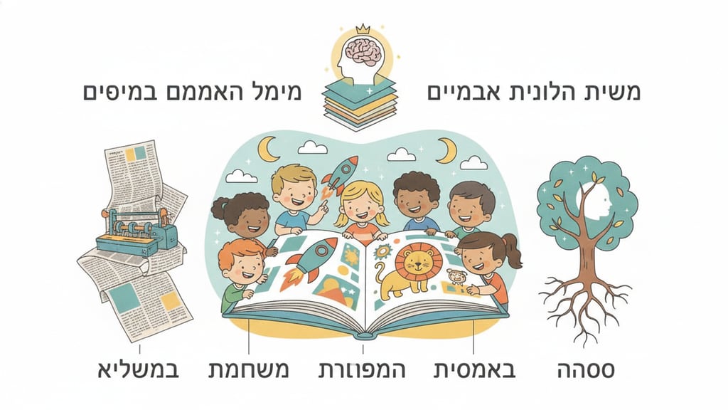 ילד קורא בעניין במגזין ילדים מודפס וצבעוני